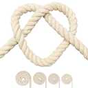 Cotton Rope, Black Cotton Cord, 3 Strand Twisted Macrame Cord (Beige, 10mm x 32 Feet)