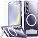 SPIDERCASE Magnetic for Samsung Galaxy S24 Case, [3 Stand Ways][ Military Grade Drop Protection] with Invisible Stand Shockproof Slim Case for Samsung S24 6.2"-Clear