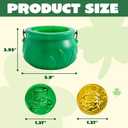 JOYIN 209PCS St Patricks Day Pot of Gold Set, 208 Lucky Leprechaun Plastic Coins and 1 Green Cauldron with Handle Saint Patricks Party Supplies