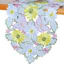 3 x AMARED Spring Table Runners Embroidered Cutwork Daisy Butterfly Runner for Kitchen Decoration 13 X 34 Inch