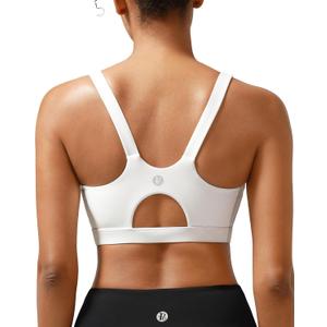 RUNNING GIRL Sports Bra for Women High Support, Molded Cup High Impact Sports Bras for Women with Sewn in Pads (White, S)