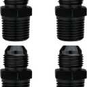 8AN Male Flare to 1/2" NPT Pipe Fitting Adapter Aluminum Straight Black, Pack of 4 (8AN to 1/2 NPT)