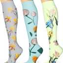 WITHYOU 3 Pairs Compression Socks for Women & Men 15-20 mmHg,Best Support for Nurses Running Hiking (Large-X-Large, 26 Green/Blue/Grey)