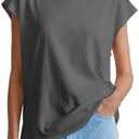 Cicy Bell Womens Summer Cap Sleeve Tank Tops Casual Crew Neck Tshirts Trendy Loose Fit Basic Tee Shirts XXL