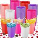 Qinyoung 100 Pcs Valentines Heart Shaped Plastic Cups Bulk 12 oz Plastic Heart Wine Cups Reusable Pink Red Galentines Party Cup for Wedding Birthday Drinking Beverage Party Supplies(Multi-color)
