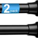 2pack Tension Curtain Rod 30 to 62 Inch, Black Spring Tension Curtain Rod Adjustable Expandable Curtain Rod No Drilling, Spring Loaded Curtain Rods for Windows, Bedroom, Doorway Door, Closet