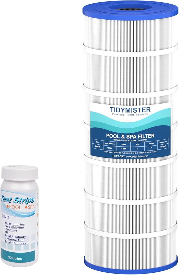 TidyMister Advanced Pool Filter Cartridge TM-8418 Compatible with Jandy CS200, R0462400, PJANCS200, C-8418, 11088503, 11088513, FC-0823,L x OD: 33-1/8" 8-15/16",200 Sq. Ft,1 Pack