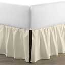 SKY BEDDINGS - King Size Ruffled Bed Skirt with Split Corners - 18 Inch Drop Dust Ruffle Bed Skirt with Platform Three Sided Coverage - 100% Microfiber, Ivory