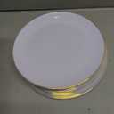MirthMood 350Pcs White and Gold Dinnerware Set,Plastic plates Includes:50 Dinner Plates, 50 Dessert Plates, 150 Gold Plastic Cutlery,50 Paper Towels & 50 Cups for Party&Wedding