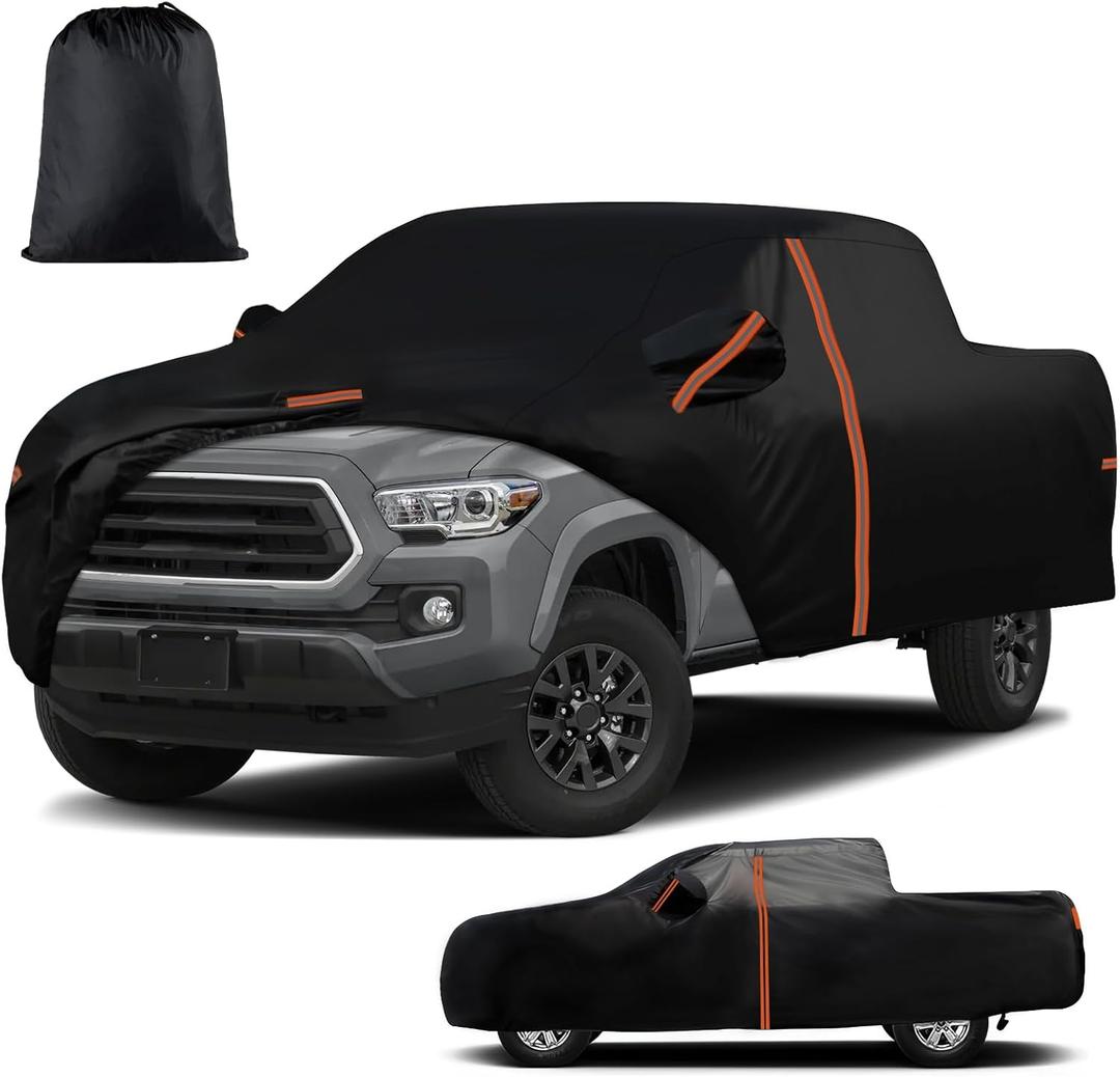 Waterproof Truck Cover for Toyota Tacoma Access Cab 6' & Double Cab 5' (20052023), Extended cab 6' (20242025)  All-Weather Outdoor Pickup Cover with Zipper Door, Windproof Straps & Sun/UV