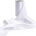 White Satin Ribbon 4 Inch Wide Double Face White Ribbon for Gift Wrapping Chair Sashes Wedding Party Decor Bows Making Flower Bouquet Wrap and More -10 Yards