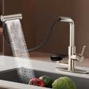 SINGSUO Pull Down Kitchen Faucet with Glass Rinser (Brushed Nickel) | 4 Spray Modes Kitchen Faucets with Pull Out Sprayer & Cup Washer, High Pressure Single Handle Bar Sink Faucet 1 or 3 Hole