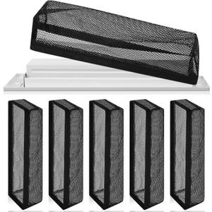 Zonon 6 Pcs Floor Register Cover 4 x 12 Inch Floor Vents Hoods Vent Filters Screen Mesh Net Trap for Home Air Ventilation Wall Ceiling Household Duct, Black
