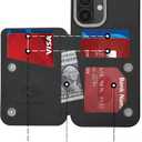 GUERNICA for iPhone 16 Wallet Case with RFID Blocking Card Holder for Women Men, Kickstand Shockproof Phone Case for iPhone 16(6.1"),Black