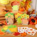 Soaoo 96 Pcs Thanksgiving Picture Frames Craft Kits, 48 Fall Flowers DIY Photo Frame and 48 Happy Thanksgiving Stickers Autumn Maple Leaf Pumpkin Gifts Craft for Fall Autumn Party Supplies Decoration, 6.3 x 4.7 inches