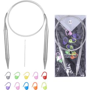 4 x Circular Knitting Needles, 10mm Stainless Steel Knitting Needles for Beginners, Metal White 40 Inches Size 15 Knitting Needle for Chunky Yarn Gifts for Mother Grandmother Aunt Sister for Festival