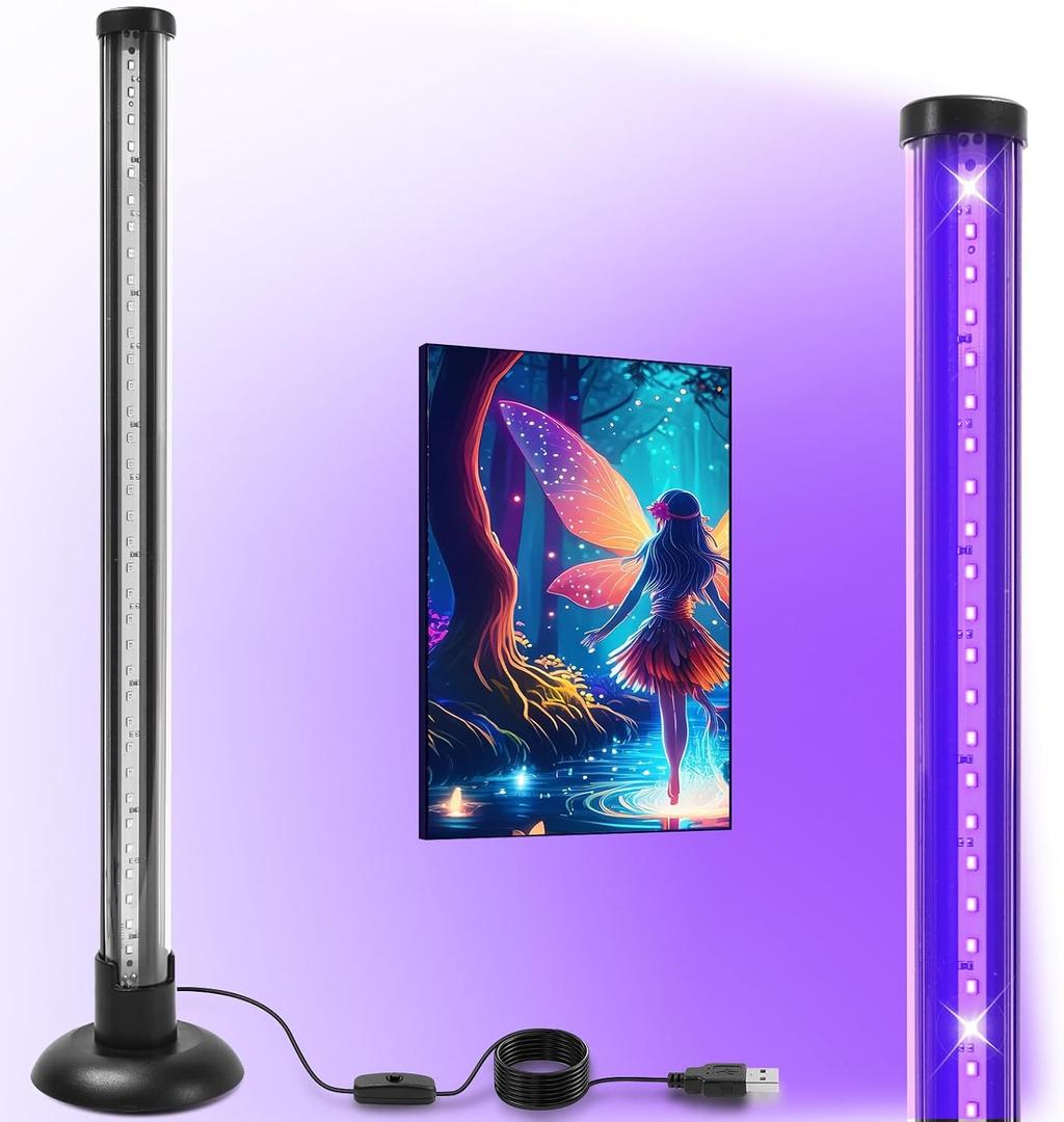 3 x 15W Desktop LED Black Light with Stand, 385400nm Blacklight Fixture, 1FT Vertical Standing Black Light with On/Off Switch, Ideal for Party & Decoration