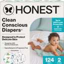 The Honest Company Comfort Dry Disposable Daytime Diapers for Sensitive Skin, Hypoallergenic, Barnyard Babies + Pattern Play, Super Club Box Size 2 (1218 lbs), 124 Count