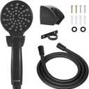 RV Shower Head with Hose and On Off Switch (Trickle), Water Saving High Pressure Shower Head with Hose Guide Ring, Shower Holder for RV, Camper, Van, Travel Trailer, Motorhome, Boat, Black