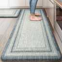 KIMODE Anti Fatigue Kitchen Mats 2PCS, Non-Slip Waterproof Kitchen Rugs, Cushioned Kitchen Mat for Floor, Comfort Standing Mat for Sink, Laundry, Office, Desk Blue and Grey 20"x47"+20"x32"