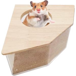 kathson Hamster Sand Bath Box Transparent Acrylic Small Animals Shower Bathtub Guinea Pigs Digging Sand Container Cage Accessories for Lemmings Gerbil Mice Hedgehog Chinchilla (Pentagon)