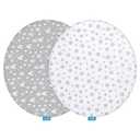 Bassinet Sheets Compatible with Fisher-Price On-The-Go Baby Dome, 2 Pack, 100% Jersey Knit Cotton Fitted Sheets, Breathable and Heavenly Soft, Grey Hearts and White Stars Print for Baby (Gray)