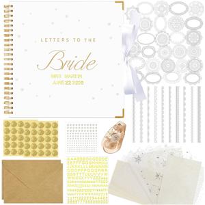 Wedding Guest Book Letters to The Bride Scrapbook Wedding Memory Book Bridal DIY Blank Paper Scrapbook Photo Album Guest Sign with Pearl Stickers(12 x 12 Inch,Classic,White)