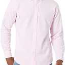 Amazon Essentials Men's Long-Sleeve Regular-Fit Stretch Oxford Shirt, Pink, M