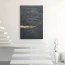 Hand Painted 36x24 inch Black and Gold Abstract Wall Decoration Oil Painting Thick Texture Minimalist Art