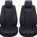 Aierxuan Front Car Seat Covers Universal Fit for Honda Civic Accord CRV, Toyota Camry Prius Rav4 Corolla, Kia, Lexus, Nissan, Mazda, Jeep Cherokee and Most Cars, with Waterproof Leather (Black)