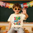 100 Days of School Shirt for Kids Boys Girls Funny 100th Day of School Toddler Graphic Short Sleeve T-Shirt 3-7T (Beige)