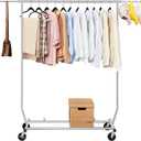 Yaheetech Clothes Rack with Wheels, Heavy-Duty Clothing Organizer, Adjustable Commercial Retail Display Rack, Portable Closet, Chrome-Plated, Silver