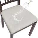 SearchI Water Repellent Seat Covers for Dining Chairs, 4 Pack Jacquard Stretch Dining Room Chair Seat Covers, Kitchen Chair Seat Covers Protectors (Beige Diamond)