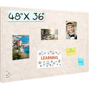 Large Bulletin Board, 48 X 36 inches Felt Board Notice Pin Board, 4' x 3'Cork Board Alternative for Wall, Self-Adhesive Vision Board Mood Board Foldable Photo Board with 30 Pushpin (Oatmeal) Large Bulletin Board, 48 X 36 inches Felt Board Notice Pin Board, 4' x 3'Cork Board Alternative for Wall, Self-Adhesive Vision Board Mood Board Foldable Photo Board with 30 Pushpin (Oatmeal)