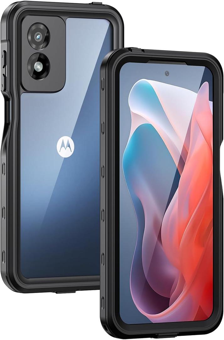 Lanhiem for Moto G Play 2024 Case, IP68 Waterproof Dustproof Shockproof Case with Built-in Screen Protector, Full Body Underwater Protective Cover for Moto G Play 2024 Only, Black