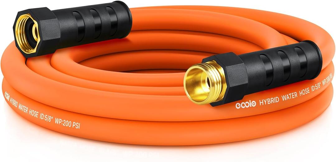 Garden Hose 10 ft x 5/8", NON-EXPANDING Flexible Water Hose, Kink Resistant Lightweight Hybrid Hose, Leakproof Yard Hose with Male to Female Fittings (Yellow)