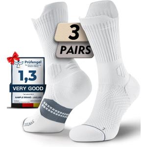 Mens Bamboo Viscose Crew Compression Running Socks Athletic Hiking Cushioned Wicking Anti-Blister Seamless (M)