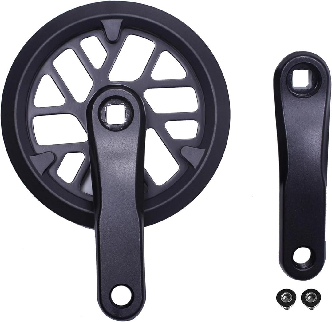 PROWHEEL Junior & Kids Crankset,76MM/89MM/102MM/114MM/127MM/140MM/152MM/160MM/165MM 25T/28T/30T/32T/36T Square Hole Bike Crank Arm Set,Double ChainWheel and Replacement Chain Guard (Crankarm 127mm, 25T)