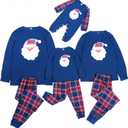 Honwenle Family Christmas Pajamas Matching Sets Soft Long Sleeve Family Christmas Pjs Sleepwear Holiday Lounge Set (X-Large, Red Blue Santa)