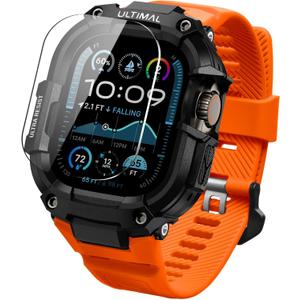 ULTIMAL Bands Case Compatible with Apple Watch Ultra 3/2/1 49mm for Men, Rugged Sports Band with Tough Shockproof Bumper Case, Heavy Duty Replacement Band (Black/Orange) ULTIMAL Bands Case Compatible with Apple Watch Ultra 3/2/1 49mm for Men, Rugged Sports Band with Tough Shockproof Bumper Case, Heavy Duty Replacement Band (Black/Orange)