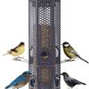 Squirrel Proof Bird Feeders with Removable Base, Metal Wild Bird Feeder for Outdoors Hanging, 6 Weight-Activated Ports Perches, 3LB Seed Capacity(Gray)