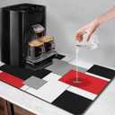 Arttown Coffee Mat for Countertops, Red Black White Grey Modern Dish Drying Mat 2 Pcs for Kitchen Bar Accessories, Fit Under Coffee Maker Espresso Machine Dish Rack Hide Stain Rubber 12x19in