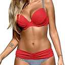 Astylish Women Push Up Two Piece Bikini Swimsuits Padded Swimwear Bathing Suit, L