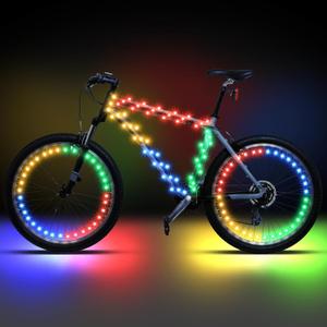 Woanger 3 Pcs LED Bike Lights for Night Riding Bicycle Frame and Wheel Lights Battery Powered Bike Accessories Gifts for Adults Riding at Night (Color Changing)
