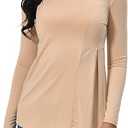 Afibi Women's Crewneck Slim Fitted Long Sleeve T-Shirt Stretchy Bodycon Basic Henley Tees Shirts Top, Size L