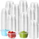 HOMIP 200PCS 2oz Disposable Plastic Portion Cups (No Lids), Small Mini Sauce Cups for Portion Control, Salad Dressing Cups, Airtight and Stackable Condiment Cups for Party, Holiday and Daily Use