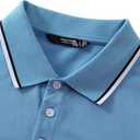 MagnaMan Slim Fit Short Sleeve Polo Shirts for Men - Cotton, Business Casual Stretch Shirt, Breathable Golf & Office Wear (Blue, L)