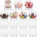 BESTOYARD 15 Pack Snow Globes with Screw Off, 2.75 X 2.36 Inch DIY Clear Plastic Water Jar Make Your Own Globe for HER Valentine Holiday Crafts Christmas Home Decoration