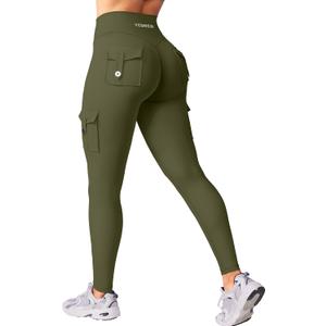 YEOREO CoreFlex Workout Cargo Leggings with Pockets for Women Hidden Scrunch Butt Lifting Leggings Gym Yoga Pants S