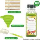 100 Pack 12oz Juice Bottles with Caps, BPA-Free PET Clear Plastic, Leak-Proof & Tamper Evident, Reusable & Disposable Beverage Containers for Home, Juice Bars, Meal Prep
